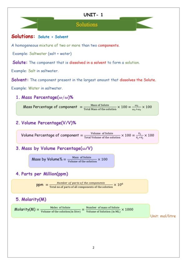 chemistry formula solution